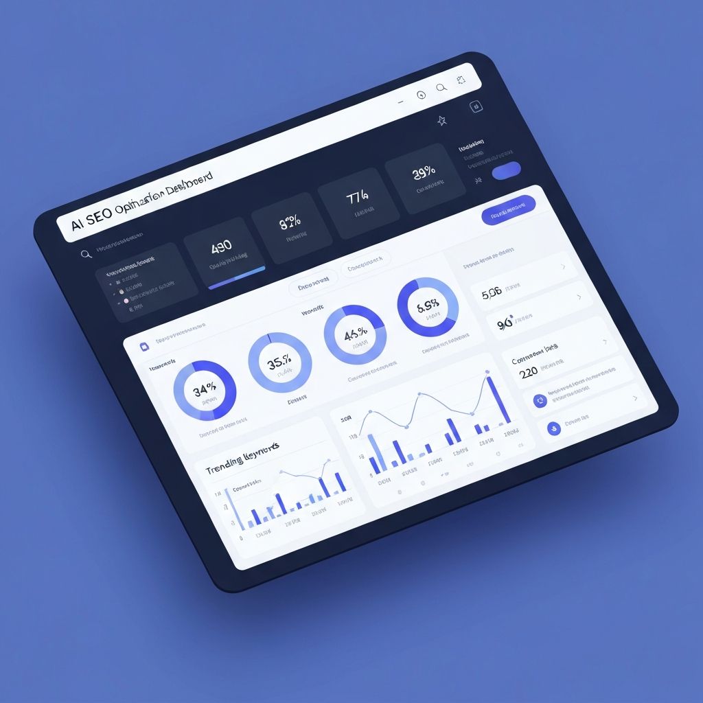 AI SEO Dashboard showing rankings and analytics